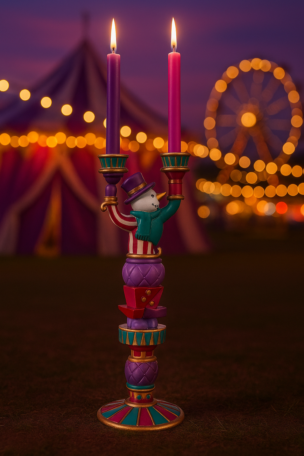 Dobbel Lysestake Snømann 41 cm