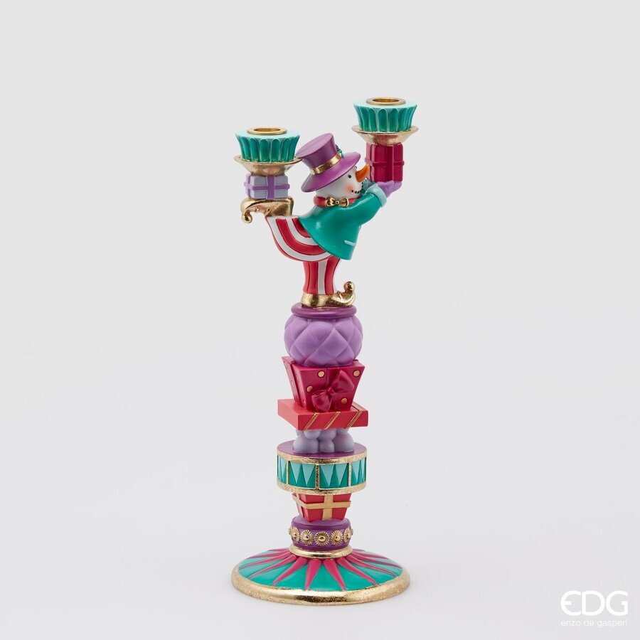 Dobbel Lysestake Snømann 41 cm