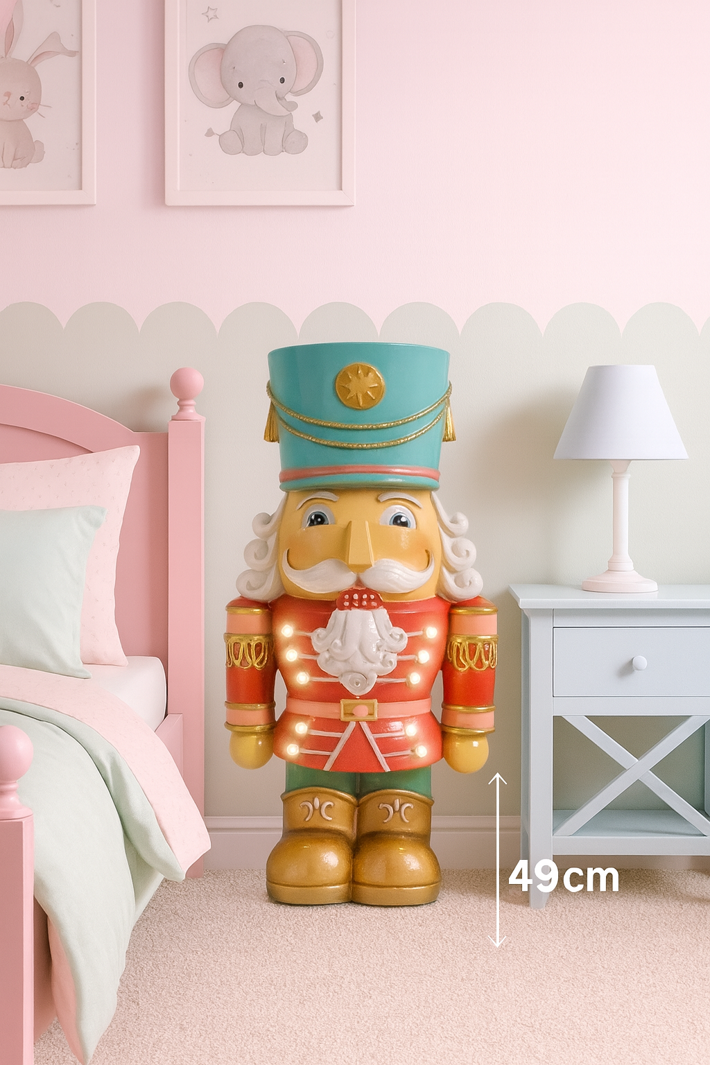 Nøtteknekker Pastell med LED-lys 48 cm