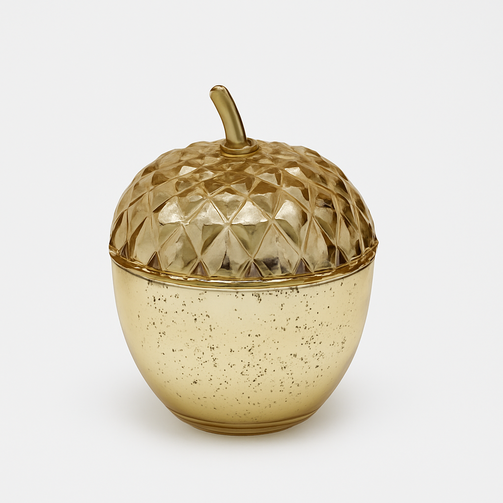 Duftlys Kongle i gull og sølv 15 cm