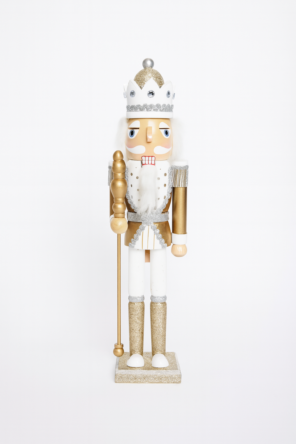 Klassisk nøtteknekker i gull og sølv 45,5 cm