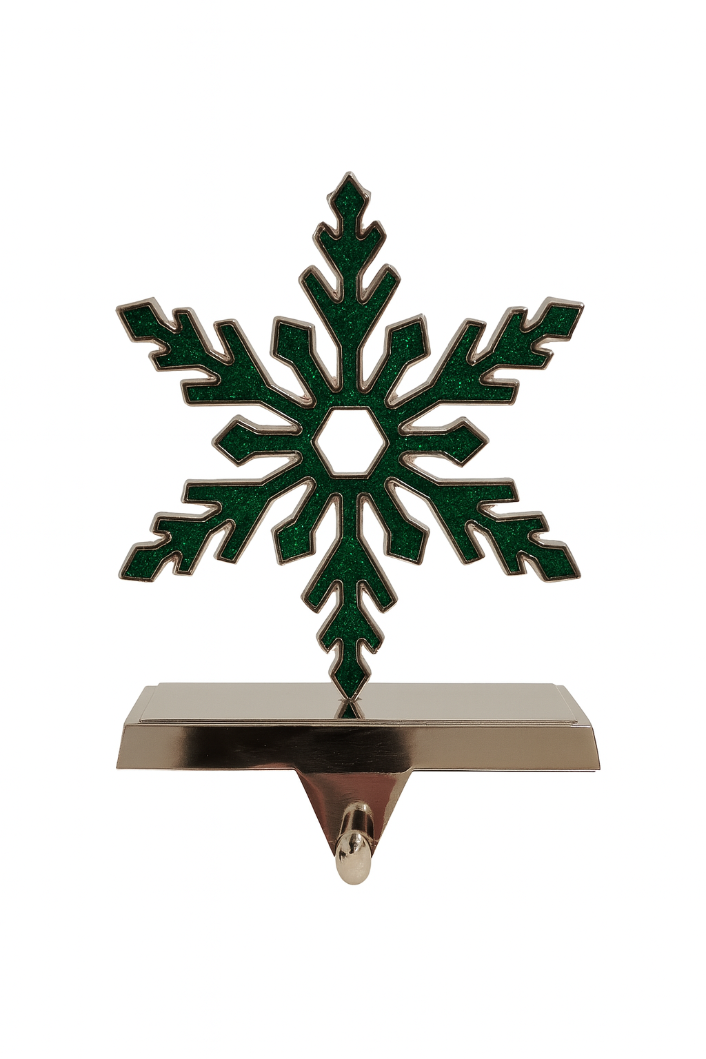 Strømpehengere Snøfnugg/Juletre grønn glitter 20 cm