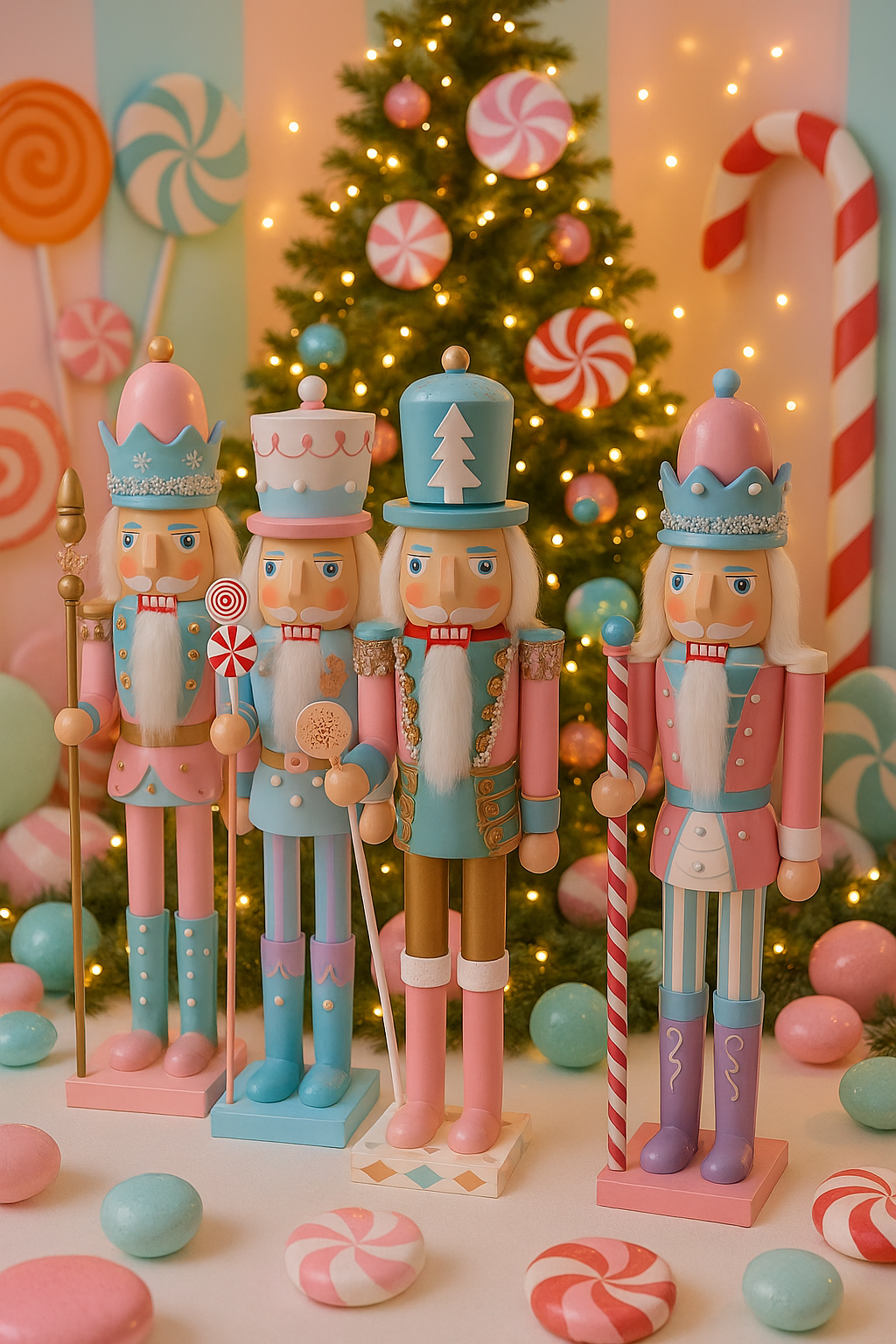 Nøtteknekkere i nydelige pastell farger 38,5 cm