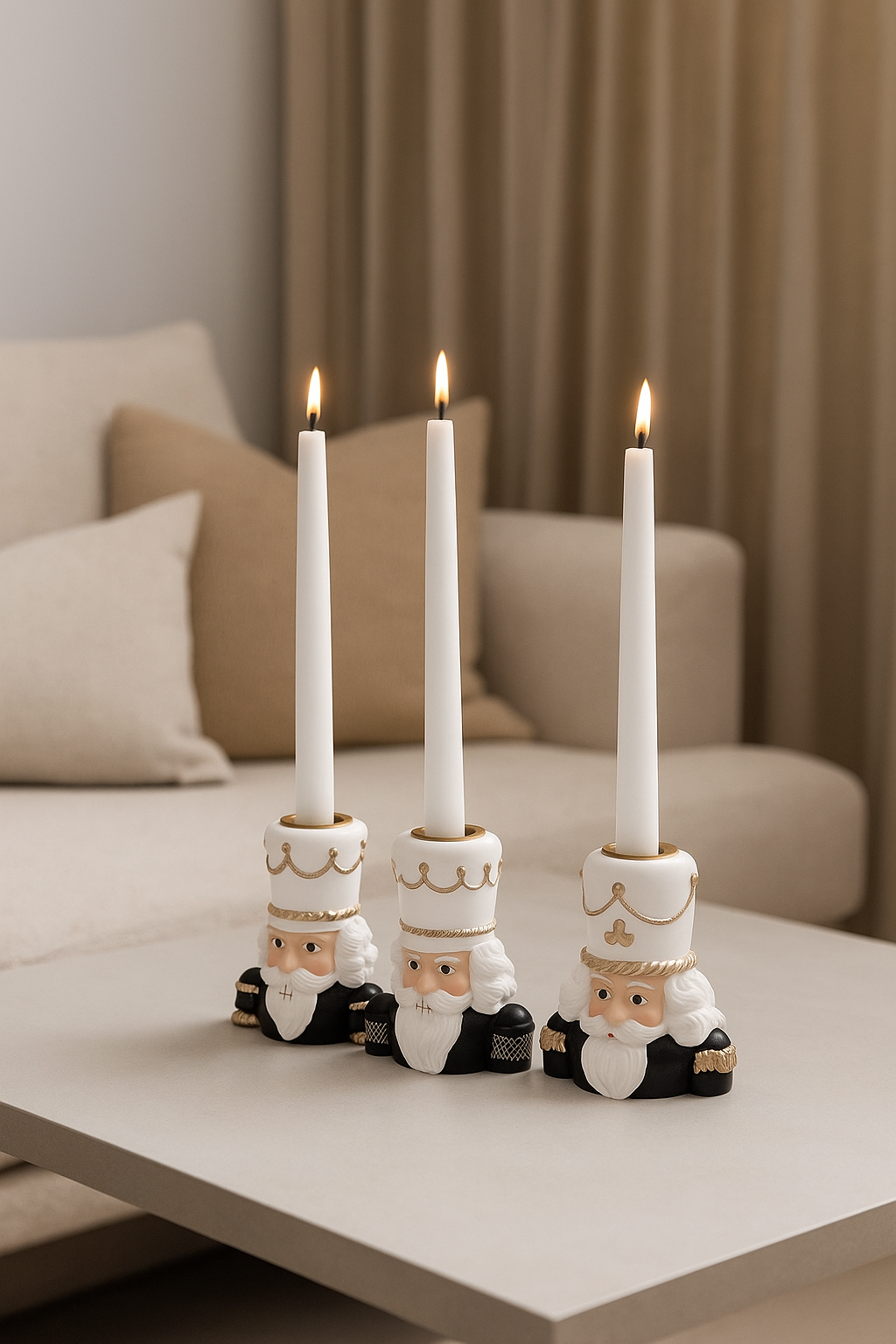 Sett med Nøtteknekker lysestaker 7 cm